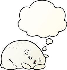 cartoon polar bear with thought bubble in smooth gradient style