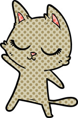 calm cartoon cat waving