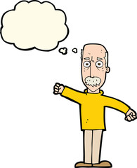 cartoon angry old man with thought bubble