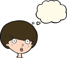 cartoon surprised boy with thought bubble