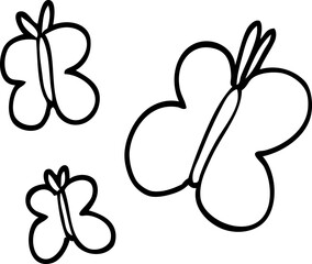 line drawing cartoon butterflies