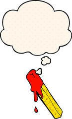 cartoon dipped fry with thought bubble in comic book style