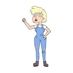 freehand drawn cartoon confident farmer woman