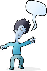 Obraz premium cartoon halloween vampire with speech bubble