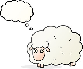 freehand drawn thought bubble cartoon farting sheep