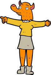 cartoon pointing fox woman