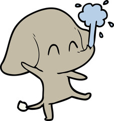 cute cartoon elephant spouting water