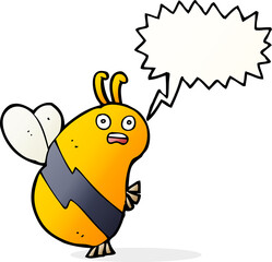 funny cartoon bee with speech bubble
