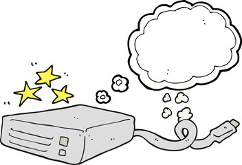 freehand drawn thought bubble cartoon computer hard drive