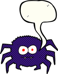 freehand drawn comic book speech bubble cartoon spider