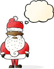 cartoon santa claus with thought bubble