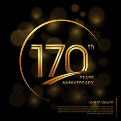 170th Anniversary logo design with double line numbers. Golden number and ring for anniversary celebration event, invitation, poster, banner, flyer, web template. Logo Vector Template