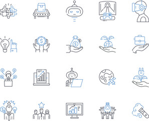 Sustainability durability line icons collection. Conservation, Green, Recycling, Renewable, Eco-friendly, Efficient, Longevity vector and linear illustration. Resourceful,Earth-loving,Organic outline