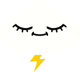 flat color retro cartoon of a thunder cloud