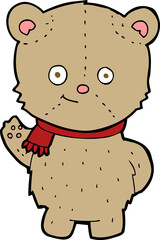cartoon waving teddy bear