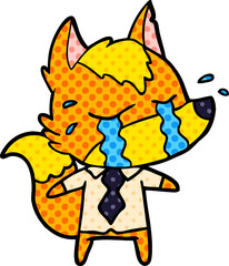sad little business fox cartoon character