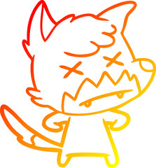 warm gradient line drawing of a cartoon dead fox