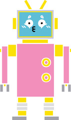 flat color retro cartoon of a robot