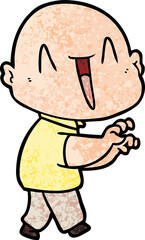 happy cartoon bald man