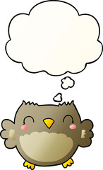 cute cartoon owl with thought bubble in smooth gradient style