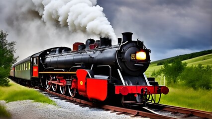 An old steam train billowing smoke 