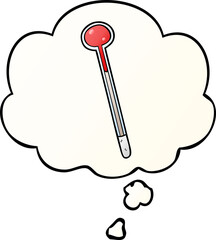 cartoon thermometer with thought bubble in smooth gradient style