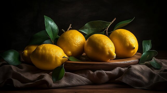 Lemons, Fresh, Juciy, Summer, Healthy, Farming, Harvesting, Environment, Perfessional and  award-winning photograph, Close-up - Generative AI