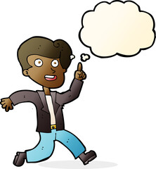 cartoon man with great idea with thought bubble