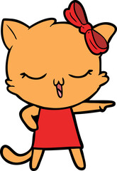 cartoon cat with bow on head