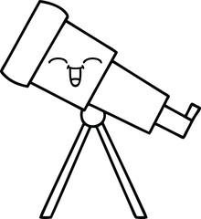 line drawing cartoon of a telescope