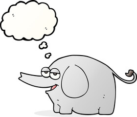 freehand drawn thought bubble cartoon elephant squirting water