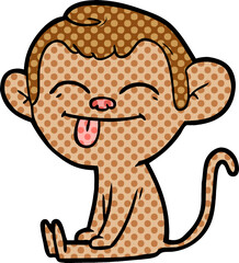 funny cartoon monkey sitting