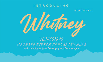 Whitney Font. Elegant alphabet letters font and number. Classic Lettering Minimal Fashion Designs. Typography modern serif fonts regular uppercase lowercase and numbers. vector illustration