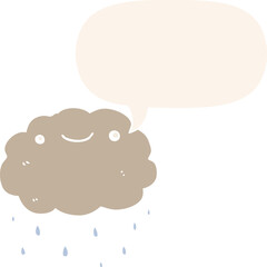 cartoon cloud with speech bubble in retro style