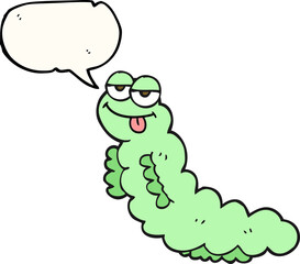 freehand drawn speech bubble cartoon caterpillar