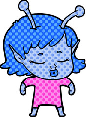 cute alien girl cartoon