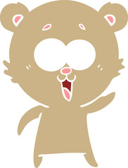 laughing teddy  bear flat color style cartoon