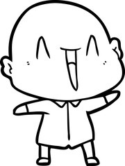 happy cartoon bald man