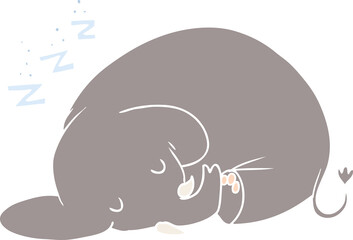 flat color style cartoon sleeping elephant