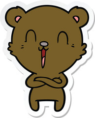sticker of a happy cartoon bear