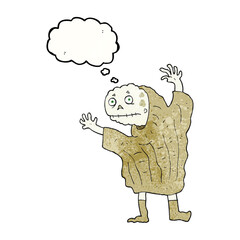 freehand drawn thought bubble textured cartoon halloween ghoul