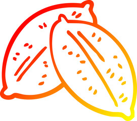 warm gradient line drawing of a cartoon leaf