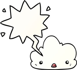 cute cartoon cloud with speech bubble in smooth gradient style