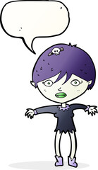 cartoon vampire girl with speech bubble