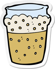sticker of a cartoon glass of beer