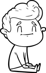 happy cartoon man sitting on floor