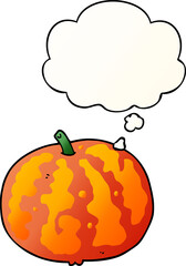 cartoon melon with thought bubble in smooth gradient style