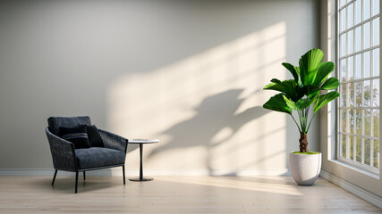 Large luxury modern bright interiors Living room mockup illustration 3D rendering computer digitally generated image