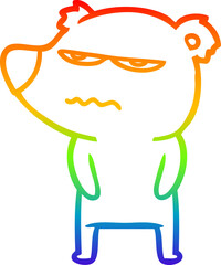 Obraz premium rainbow gradient line drawing of a angry bear polar cartoon