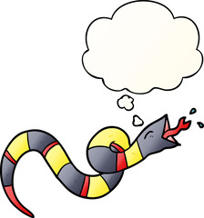 cartoon hissing snake with thought bubble in smooth gradient style
